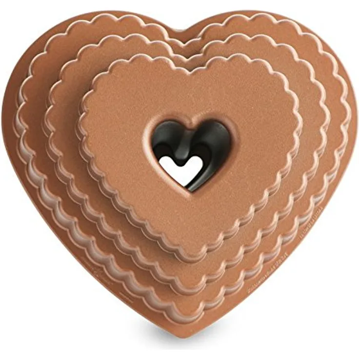 NordicWare Backform ''Herz-Kranz'', gestuft - Herzbackform , Aluminium, Silber, 26,7 x 25,4 x 11 cm, 1 Einheiten