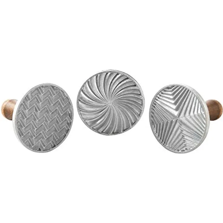 NordicWare Keks-Stempel mit Holzgriff Geo, Aluminium, Silber, 25,7 x 8,6 x 8 cm, 1 Einheiten