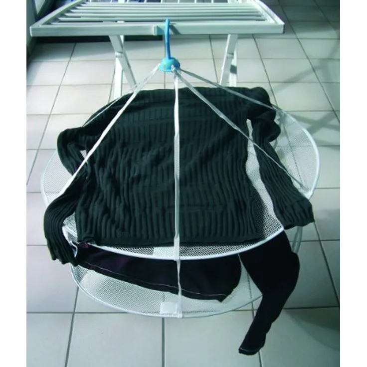 MSV Pulli Hängetrockner 2-stufig Ø 65cm aus Polyester-PP in weiß-blau, 65x65x3 cm