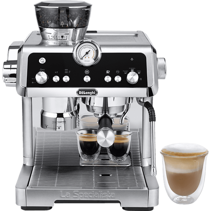 De'Longhi La Specialista Prestigio EC9355.M Siebträgermaschine Espressomaschine mit integriertem Mahlwerk, silber