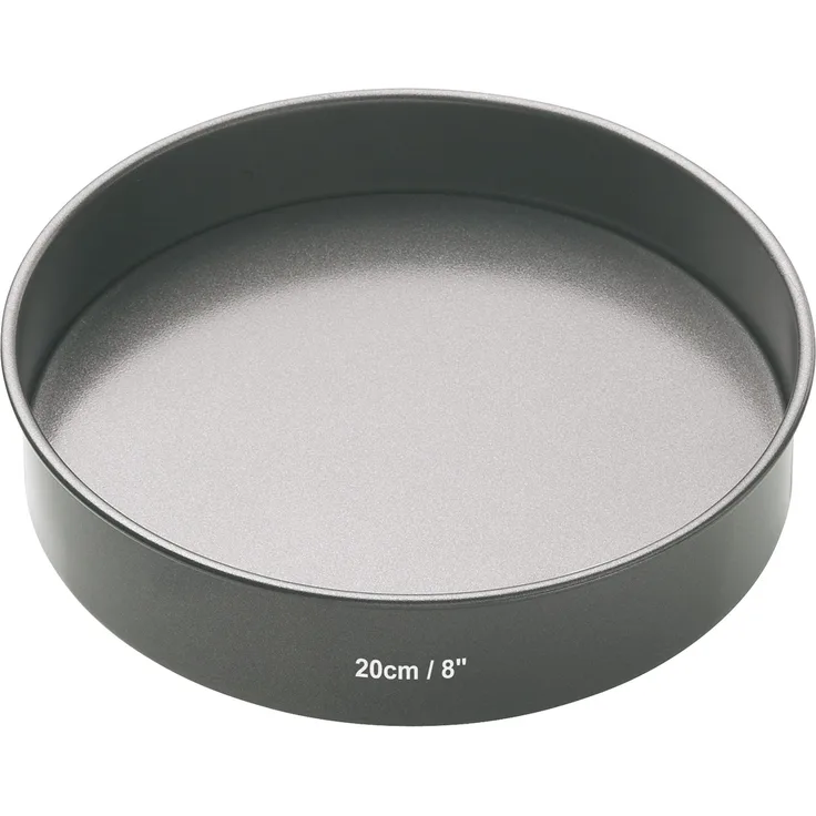 KitchenCraft KCMCHB12 Runde Antihaft-Tortenform mit losem Boden, Stahl, grau, 20 x 20 x 3.2 cm