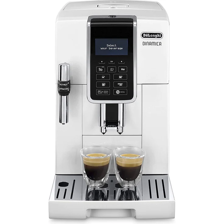 De'Longhi DINAMICA ECAM 350.35.W - Vollautomatische Kaffeemaschine mit integriertem Mahlwerk, 1.8 l, weiß (freistehend, Maschine Espresso Kaffeemaschine, weiß, LCD-Display, 1,8 l) – Bild 1