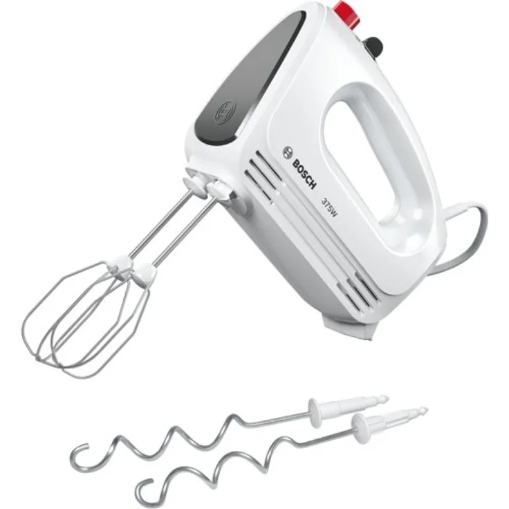 Bosch MFQ2210Y Handmixer, 375W, 4 Geschwindigkeiten, Turbo-Taste, ergonomischer Griff, Kunststoff, grau, weiß