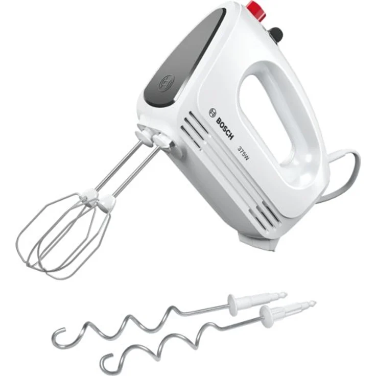 Bosch MFQ2210Y Handmixer, 375W, 4 Geschwindigkeiten, Turbo-Taste, ergonomischer Griff, Kunststoff, grau, weiß – Bild 1