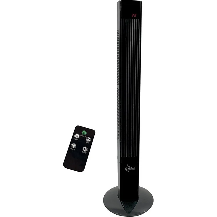 Turmventilator mit Fernbedienung, Timer | Standventilator Schwarz | CoolBreeze 12000 - Leise 45 Watt | Fan Stand Ventilator 3 Stufen | Lüfter Windmaschine | für Schlafzimmer, Büro | von SUNTEC – Bild 1