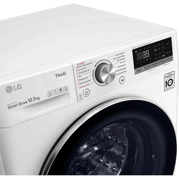 LG F6W105A, Frontlader-Waschmaschine, A, Fassungsvermögen 10,5 kg, Standgerät, Breite 60 cm, Kindersicherung, Invertmotor – Bild 7