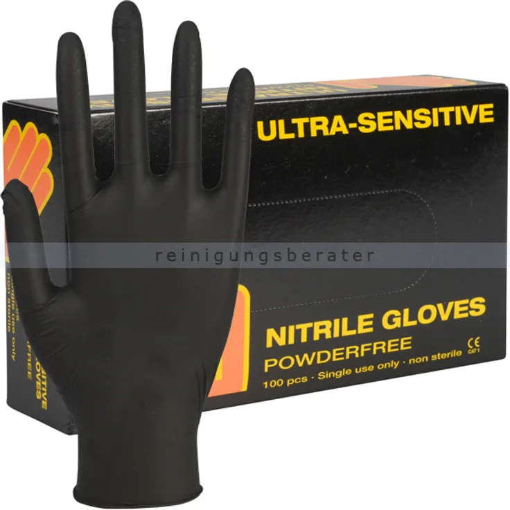 Nitrilhandschuhe Abena Ultra Sensitive schwarz M Gr. 8, untsterile Nitrilhandschuhe, 100 Stück-Box