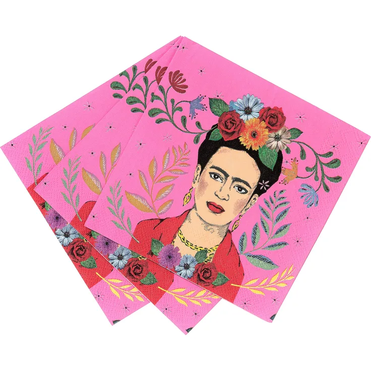 Talking Tables BOHO-CNAPKIN Kahlo Party Zubehör Blumenmotiv Frida Servietten 12 Stück, Multifarbe