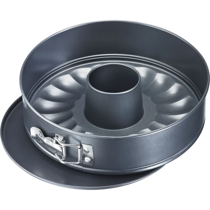 Westmark Springbackform, Mit 2 Böden: Flachboden-Rohrboden, Rund, Durchmesser: 28 cm, Antihaftbeschichtet, Kaltgewalzter Stahl, Back-Klassiker, Anthrazit, 31692240