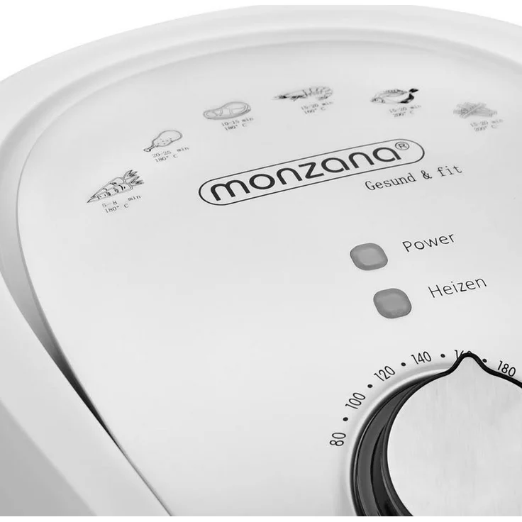 Monzana Heißluftfritteuse 9-in-1 inkl. Rezeptheft, ohne Öl, 1500 Watt, 3,6 Liter Fassungsvermögen, weiß – Bild 3