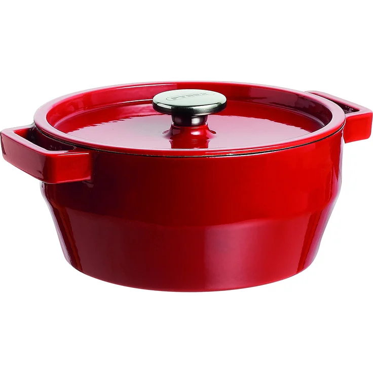 Pyrex 4936878 Gänsebräter Slow Cook rund 6,3 l Stahlguss Rot