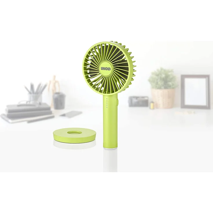 Unold 86626 HANDVENTILATOR Breezy II Green, 5-stufige Geschwindigkeitsregelung, LED-Kontrollleuchten und bis zu 8 Stunden Akkubetrieb – Bild 7