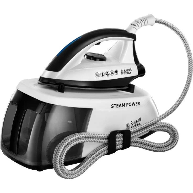 Russell Hobbs 24420-56 Steam Power Dampfbügelstation (2400 W, 4,5 Bar Dampfdruck, herausnehmbarer 1,3 l Wassertank) schwarz-weiß – Bild 1