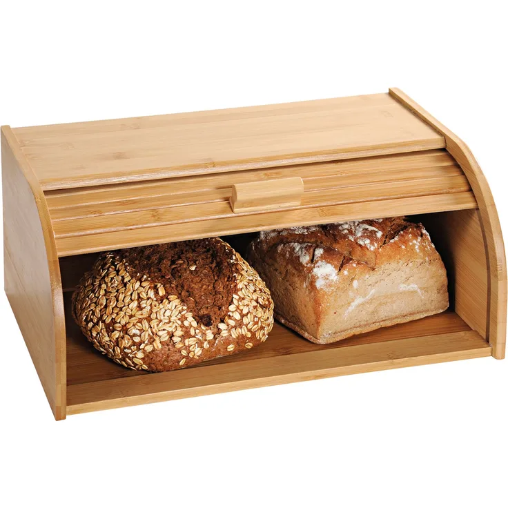 Kesper Großer Brotkasten aus Bambus mit Rollklappe, 40 x 27 x H17 cm, Frischhaltebox, Brotbox, FSC