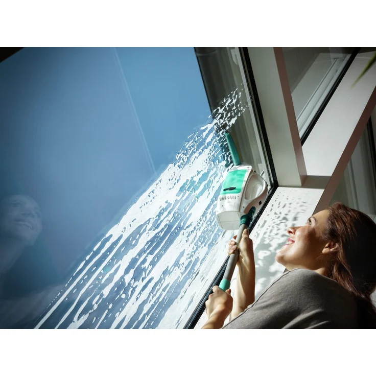 Leifheit Fenstersauger Set Dry and Clean mit Stiel und Einwascher 51003 für 360° streifenfreie Reinigung, Fensterreiniger verwendbar bis zu 35 min, Fensterputzer mit Stand-by-Automatik und Click-System – Bild 4