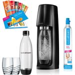 SodaStream Easy schwarz Promopack Wassersprudler inkl. 2x 1 L PET-Flasche, 2x Trinkgläser, 6x Sirupproben, 1 Kohlensäurezylinder 