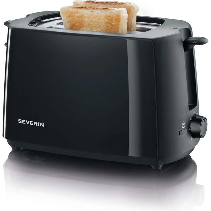 Severin 2287-000 Automatik-Toaster, Inkl. Brötchen-Röstaufsatz, 2 Röstkammern, 700 W, AT 2287, Schwarz, Kunststoff – Bild 2