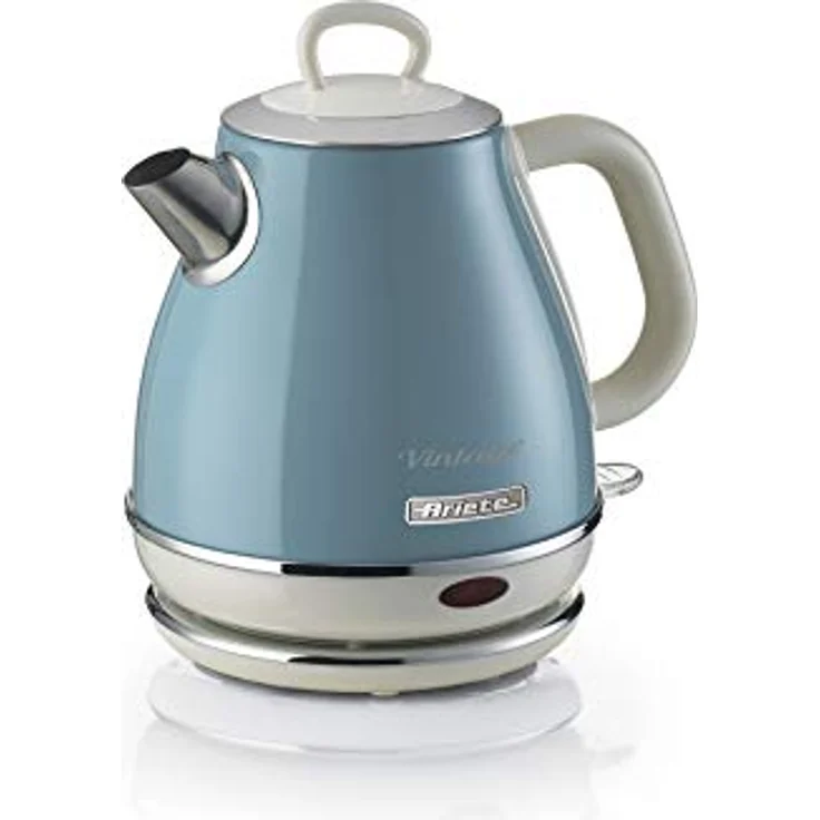 Ariete 2868 Vintage, elektrischer Design-Wasserkocher aus Edelstahl für Aufgussgetränke, Tee und Kräutertees, Abschaltautomatik, ergonomischer Griff, 1 Liter, 1600 W, Hellblau – Bild 1