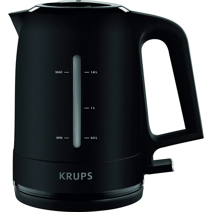 Krups BW2448 Wasserkocher Pro Aroma, 1,6 L, 2,400 W mit beleuchtetem Ein--Ausschalter, schwarz
