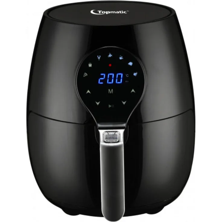 Topmatic Heißluft-Fritteuse, ohne Öl, 1450 Watt, 3,5 Liter, schwarz, 7 Programme, LCD-Display, AF-1450D