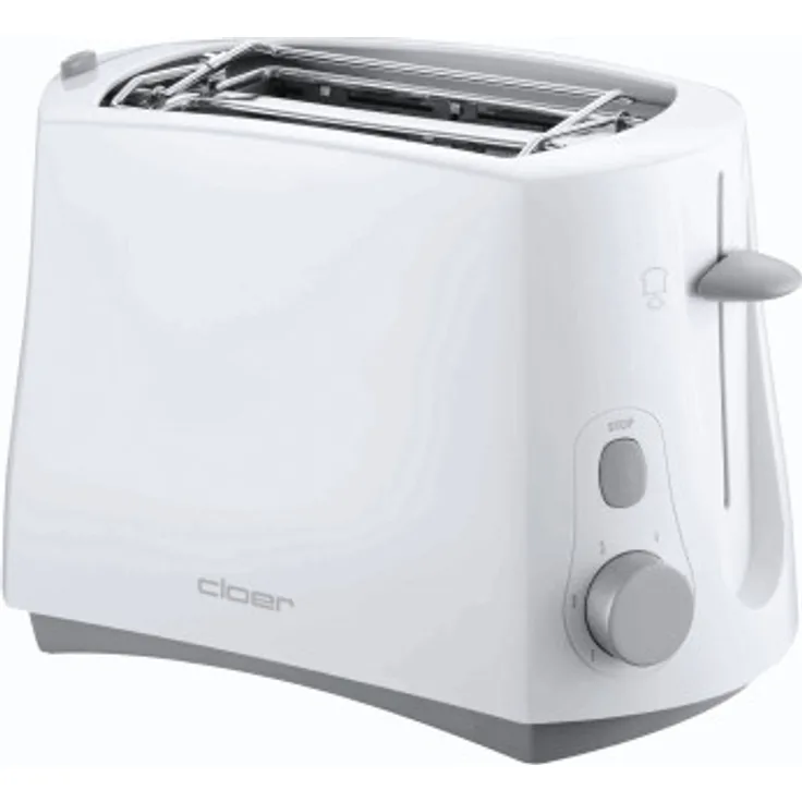 Cloer 331 Doppelschlitztoaster, 825 W, 6 Bräunungsstufen, integrierter Brötchenaufsatz, Krümelschublade, Nachhebevorrichtung, weiß