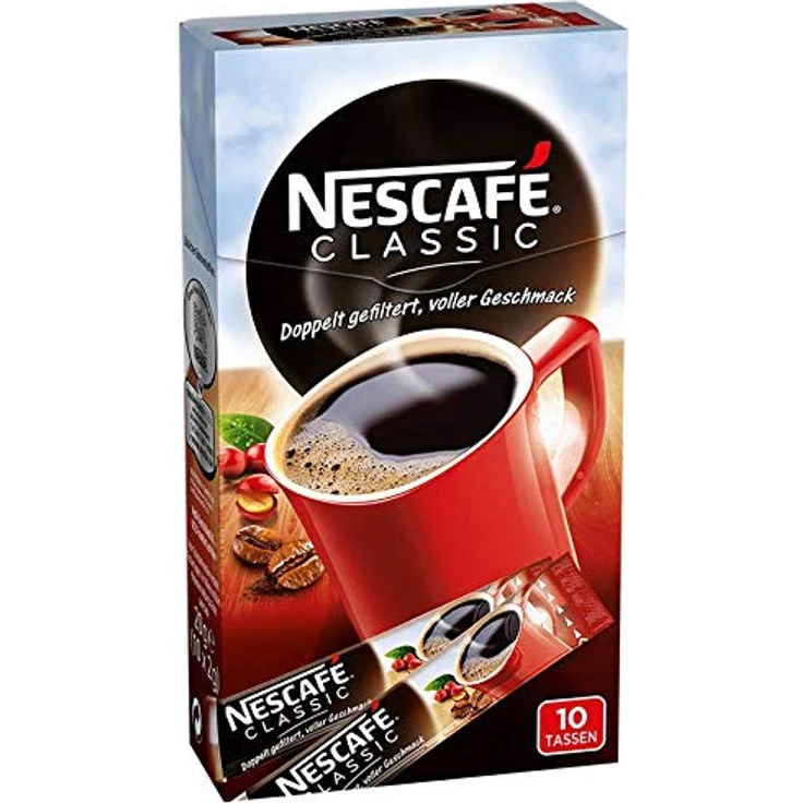 Nescafé Classic, erlesener Instant-Bohnenkaffee, lösliche Kaffee-Sticks, koffeinhaltig, vollmundig & aromatisch (10 x 2 g ) – Bild 1