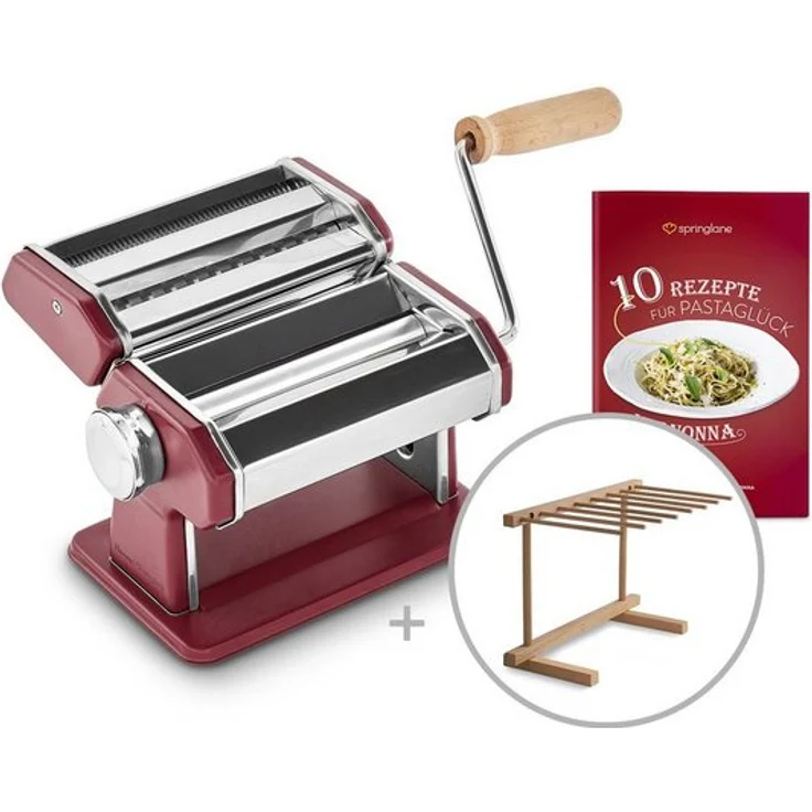 Springlane Nudelmaschine Nonna inkl. Rezeptheft & Nudeltrockner Rot – Bild 1