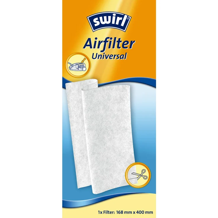 Swirl Airfilter Universal (für Staubsauger, Zuschneidbarer Filter für saubere Staubsaugerabluft, Geeignet z.B. für AEG, Philips, Kärcher, Miele, Siemens, Rowenta, Samsung, Bosch)
