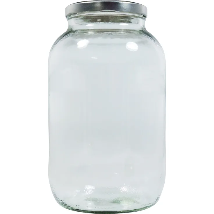 Viva Haushaltswaren XL Einmachglas 3400ml mit Schraubverschluss Silber, Vorratsglas Glasdose inkl. Beschriftungsetikett