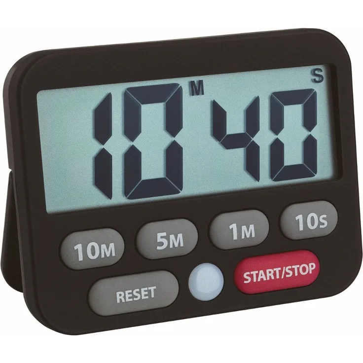 TFA Dostmann Digitaler Timer und Stoppuhr, Kunststoff, Schwarz, 9 x 2 x 9 cm