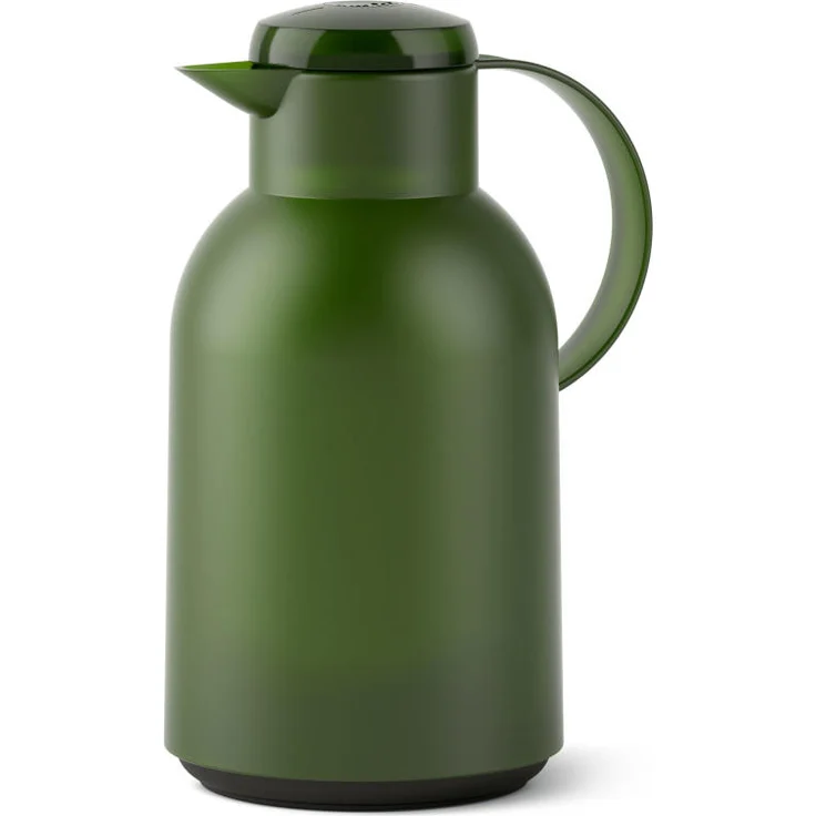 Emsa N4012100 Samba Isolierkanne (1,5 Liter, Quick Press Verschluss, 12h heiß und 24h kalt) Transluzent-Dunkelgrün – Bild 1
