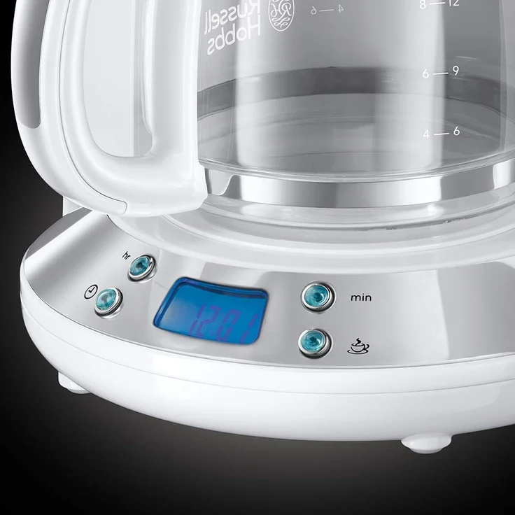 Russell Hobbs Digitale Kaffeemaschine Inspire weiss, programmierbarer Timer, 1,25l Glaskanne, bis 10 Tassen, Warmhalteplatte, Abschaltautomatik, 1100W, Filterkaffeemaschine 24390-56 – Bild 3