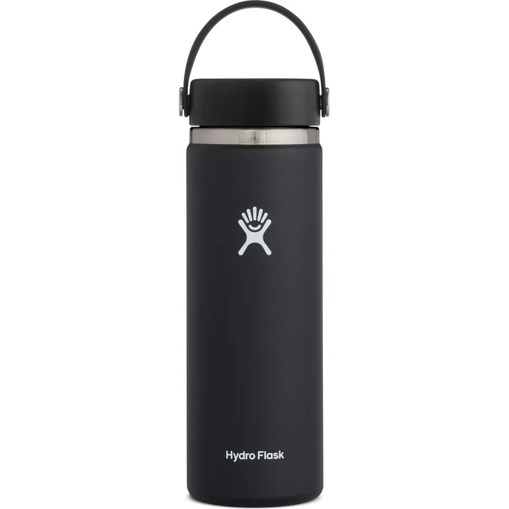 Hydro Flask Trinkflasche, Edelstahl und vakuumisoliert, große Öffnung mit auslaufsicherer Flex Cap, schwarz, 591ml (20 oz) – Bild 1