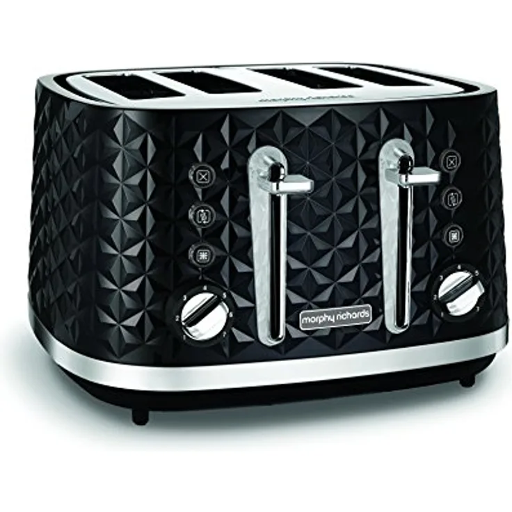 Morphy Richards 248131EER 4-Schlitz, 7 Bräunungsstufen, Auftau, Aufwärm, Abbruch-Funktion, dreidimensionale Oberfläche, Schwarz - Toaster 4 Scheiben P