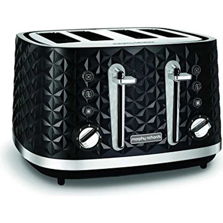 Morphy Richards 248131EER 4-Schlitz, 7 Bräunungsstufen, Auftau, Aufwärm, Abbruch-Funktion, dreidimensionale Oberfläche, Schwarz - Toaster 4 Scheiben P – Bild 1