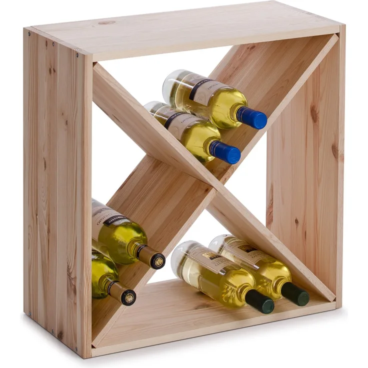 Zeller 13170 Weinregal, Naturholz, Kreuz, ca. 52 x 25 x 52 cm