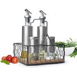 Sendez 5-tlg. Menage Set mit Korb Salz & Pfefferstreuer Ölspender Essigspender Edelstahl Glas