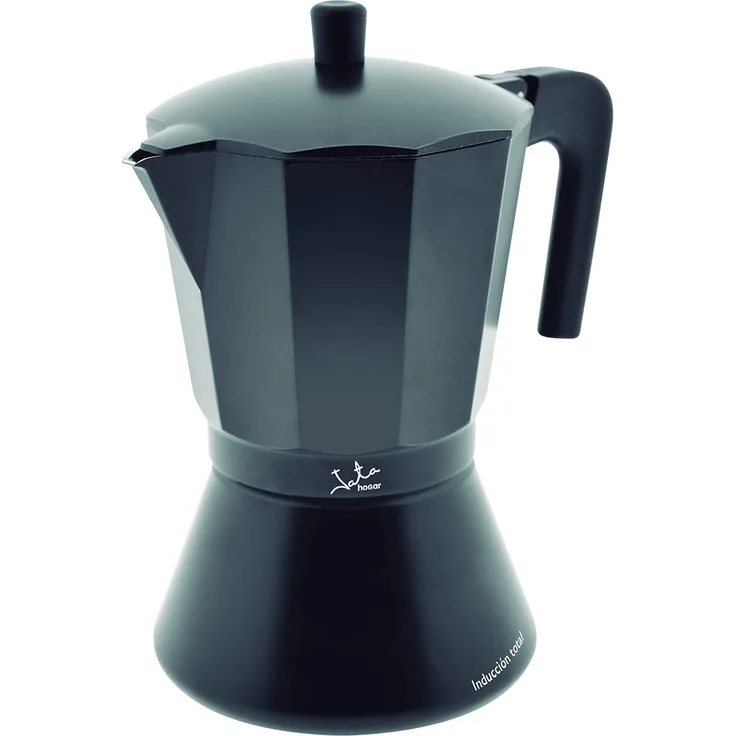 Jata Hogar Full Induction Espressokocher, Aluminium, schwarz, 16.2 x 13.7 x 22.3 cm