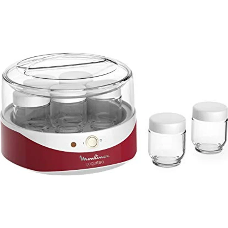 Moulinex Yogurteo YG2295 Joghurtbereiter, Ein- Ausschalter, 7 Gläser je 160ml, rot – Bild 1