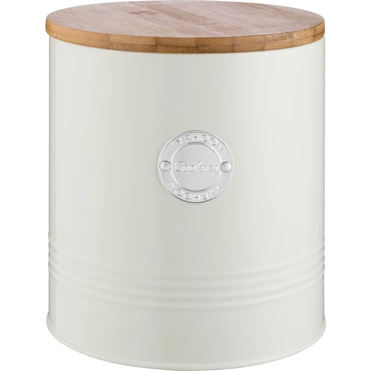 TYPHOON Living Collection, pastellcreme, 3,4 Liter Keksdose, Stahl, holz, Silikon, creme