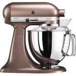 KitchenAid Artisan 5KSM175PSEAP Küchenmaschine mit Direktantrieb, 300W, 4,8 L Edelstahlschüssel, inkl. 3 L polierte Schüssel, Spritzschutz, 10 Geschwindigkeiten, macadamia, Serie: 5KSM175PS