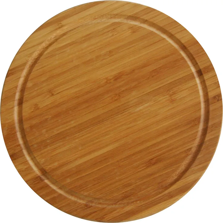 axentia Schneidbrett aus Bambus, runder Fleischteller für Küche und Haushalt, Tranchierbrett mit Saftrille, ca. 30 x 30 x 1,3 cm, braun