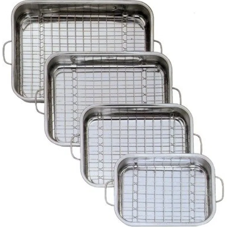 GSW 809252 Edelstahl Viereckpfanne mit Einsatz 40cm, Silber, 42 x 30,4 x 6,4 cm, 2-Einheiten
