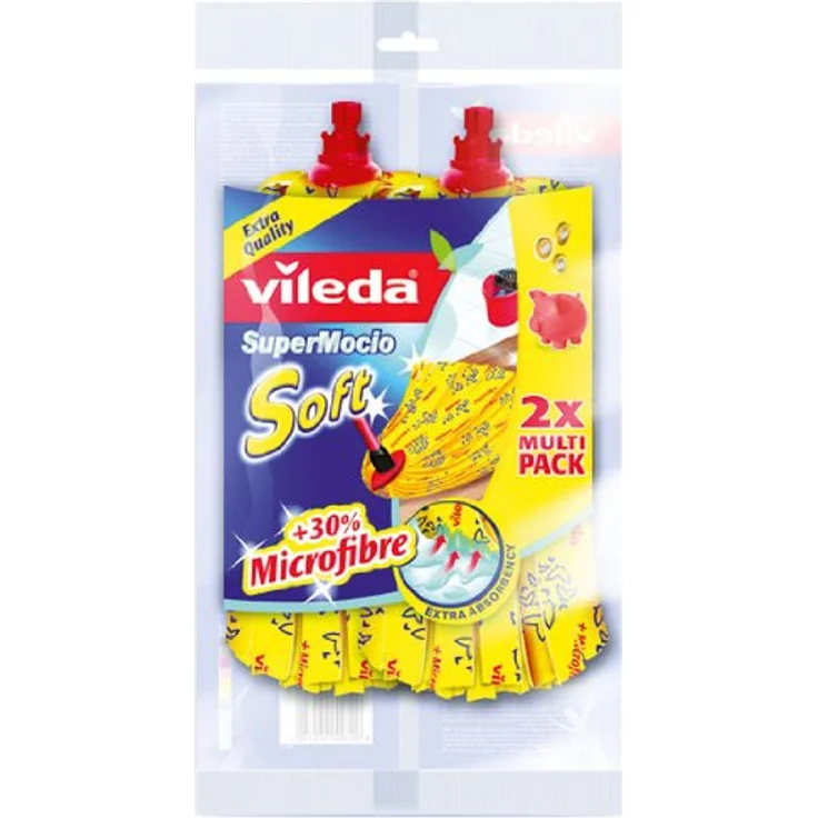 Vileda SuperMocio Soft Wischmop Ersatz, 30% Microfaser, Doppelpack – Bild 1