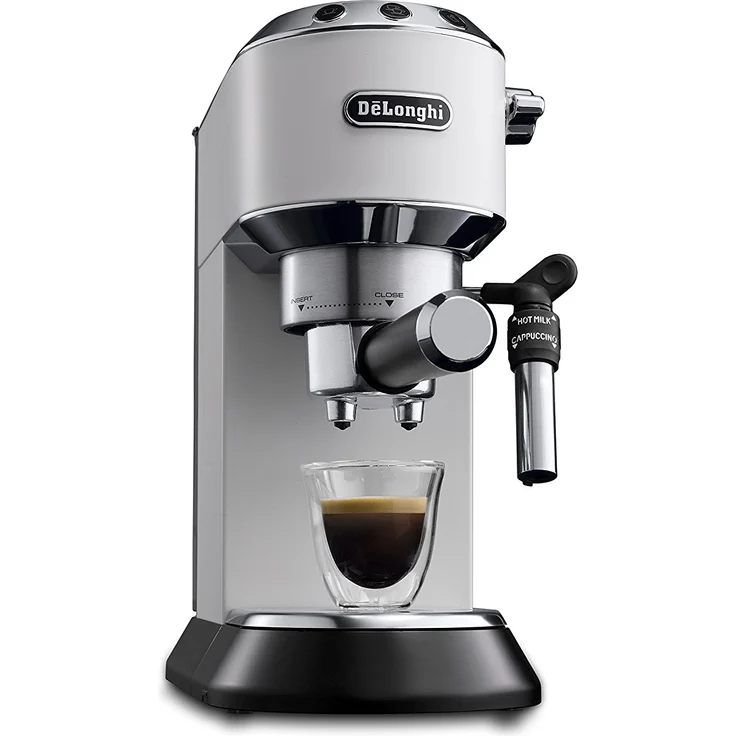 De'Longhi Dedica Style EC 685.W Espresso Siebträgermaschine, Espressomaschine mit Professioneller Milchschaumdüse, nur 15 cm breit, 1 Liter Wassertank, Vollmetallgehäuse, E.S.E Pads geeignet, weiß – Bild 3
