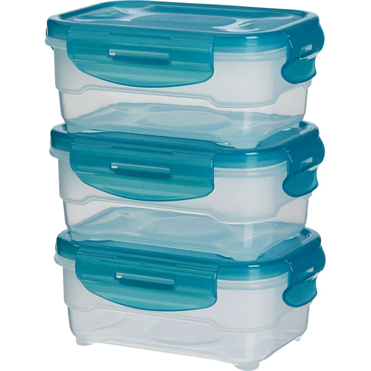 AmazonBasics Frischhaltedosen-Set, luftdicht, 3-teiliges of 0.6 L, Set 130 x 80 x 170 mm