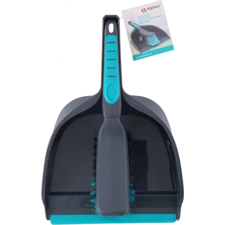 kehrschaufel und Dose 23 x 34,5 cm dunkelgrau-blau 2-teilig