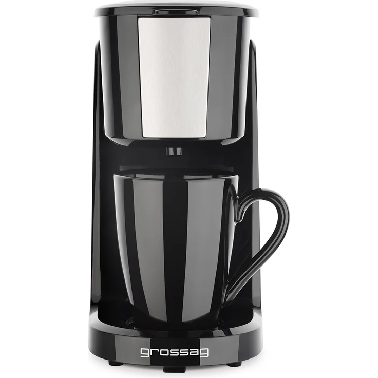 grossag Single-Kaffeemaschine KA 8.17 Schwarz-Edelstahl 1- Tassen Kaffeeautomat 150ml Permanent-Filter 380W – Bild 1