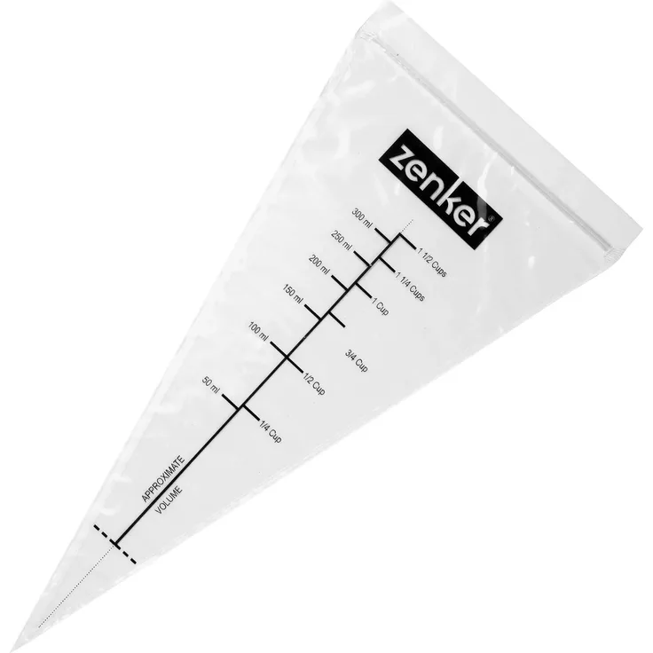 Zenker Schmelzspritzbeutel PATISSERIE, Spritztüten für die Mikrowelle oder das Wasserbad, Dressiersäcke mit Maßangabe (Farbe: Transparent), Menge: 10 Stück