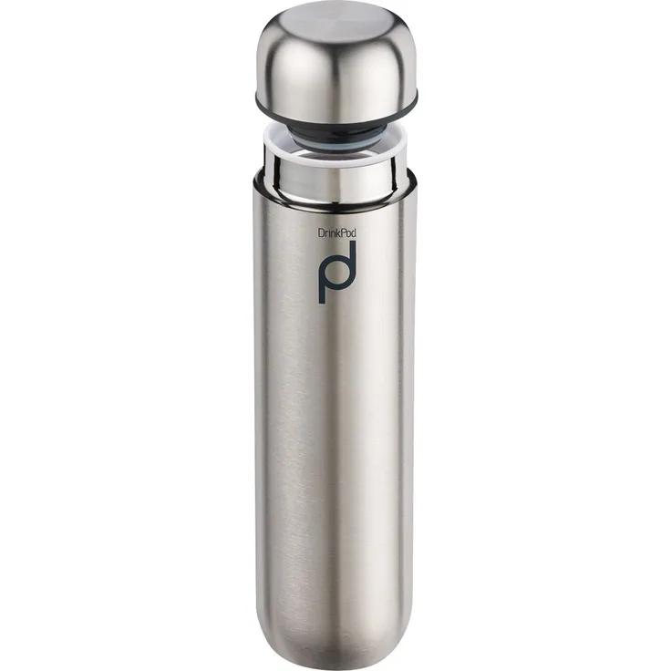 Pioneer DrinkPod Isolierflasche aus Edelstahl 0,3 L Doppelwandig Thermo-Lebensmittelbehälter 6 Stunden Heiß 24 Stunden Kühl Auslaufsicher BPA-Frei - Gebürsteter Stahl